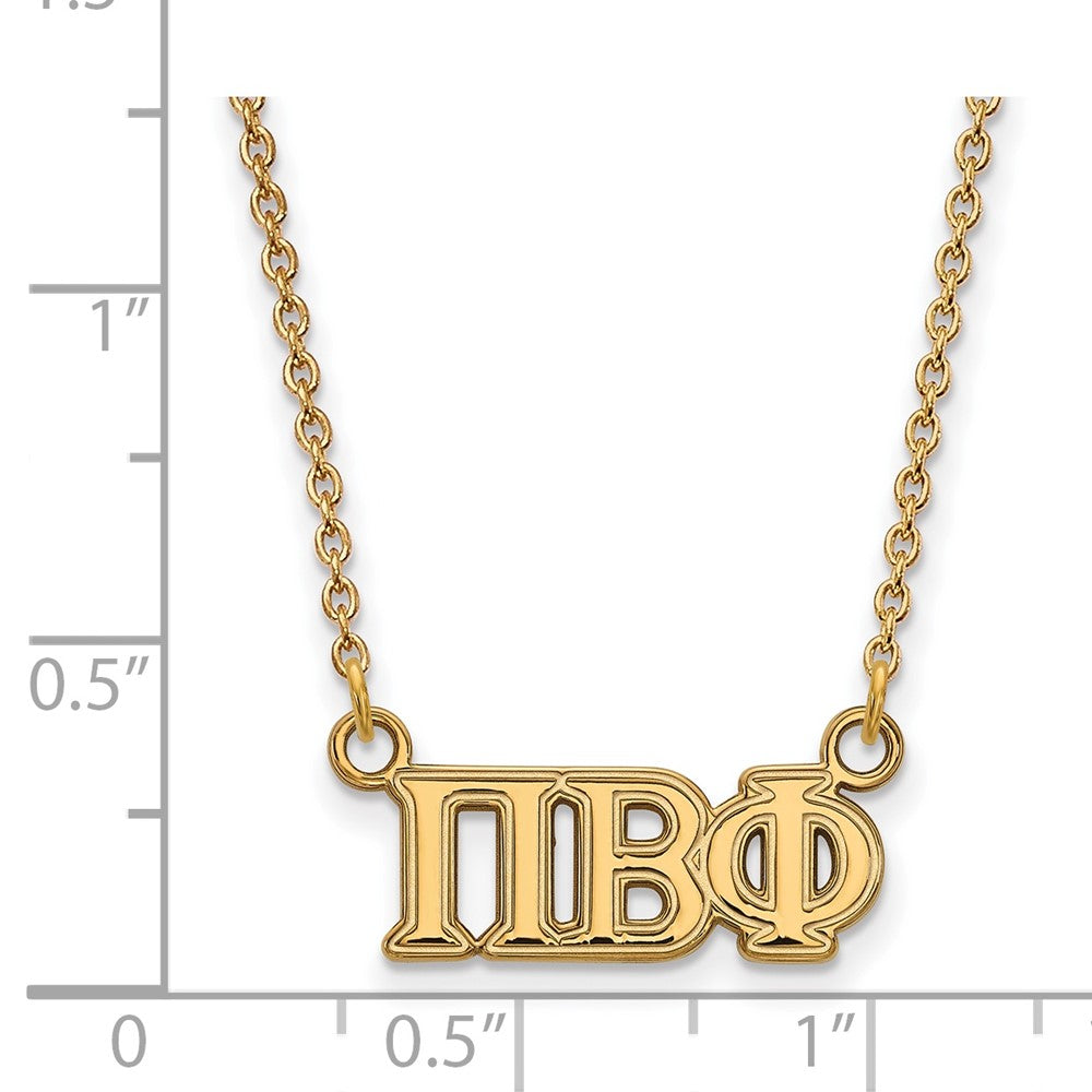 Vergoldet Sterlingsilber Logoart Pi Beta Phi Sorority Greek Buchstaben Mittel Anhänger 18 Zoll Halskette