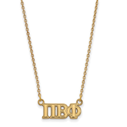 Vergoldet Sterlingsilber Logoart Pi Beta Phi Sorority Greek Buchstaben Mittel Anhänger 18 Zoll Halskette