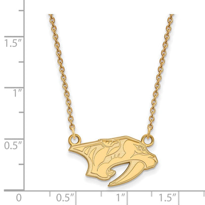 Vergoldet Sterlingsilber Nhl Logoart Nashville Predators Klein Anhänger 18 Zoll Halskette