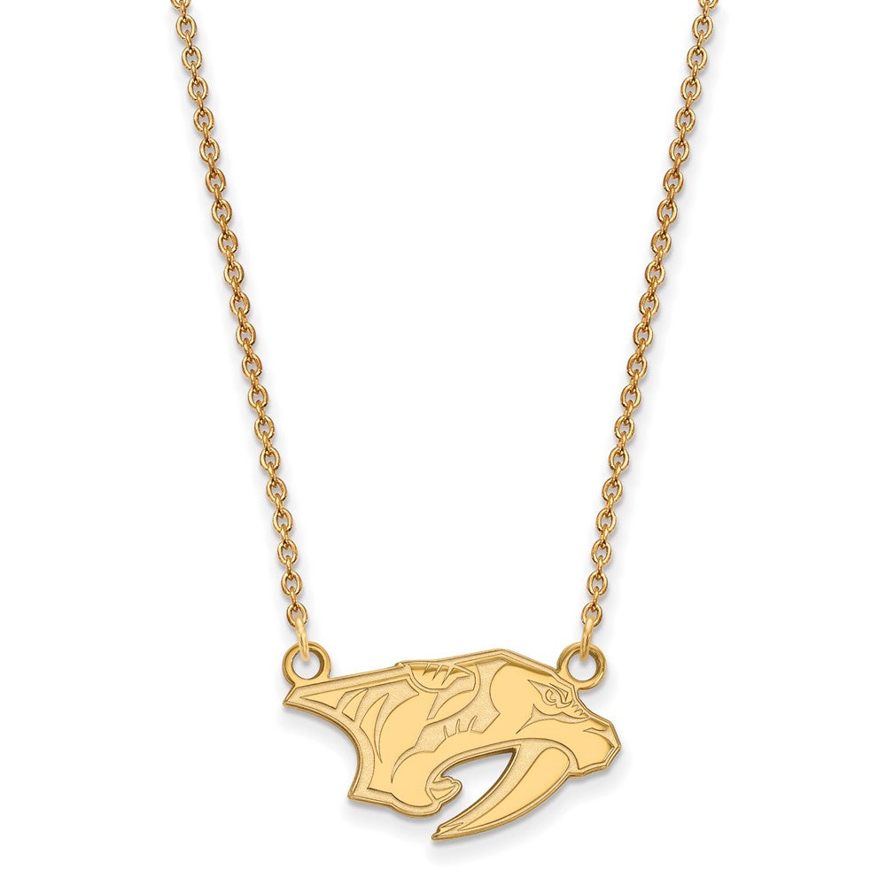 Vergoldet Sterlingsilber Nhl Logoart Nashville Predators Klein Anhänger 18 Zoll Halskette