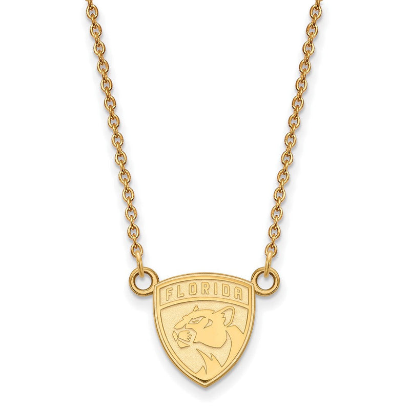 Vergoldet Sterlingsilber Nhl Logoart Florida Panthers Klein Anhänger 18 Zoll Halskette