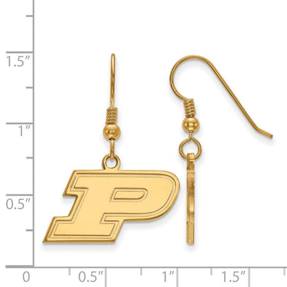 Vergoldet Sterlingsilber Logoart Purdue University Buchstabe P Klein Hängend Draht Ohrringe