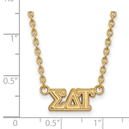 Vergoldet Sterlingsilber Logoart Sigma Delta Tau Sorority Greek Buchstaben Mittel Anhänger 18 Zoll Halskette