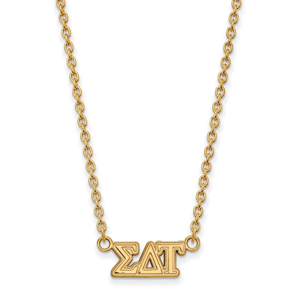 Vergoldet Sterlingsilber Logoart Sigma Delta Tau Sorority Greek Buchstaben Mittel Anhänger 18 Zoll Halskette