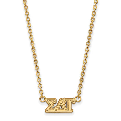 Vergoldet Sterlingsilber Logoart Sigma Delta Tau Sorority Greek Buchstaben Mittel Anhänger 18 Zoll Halskette