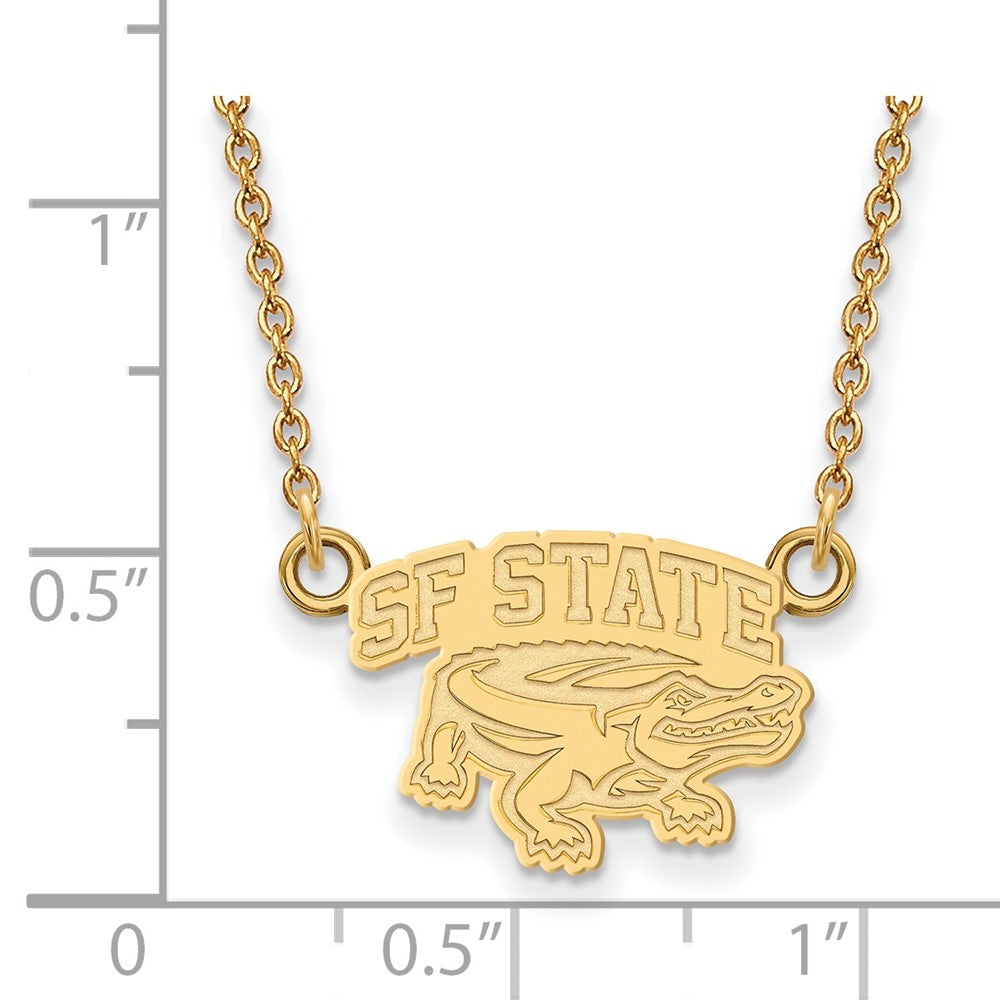 Vergoldet Sterlingsilber Logoart San Francisco State University Klein Anhänger 18 Zoll Halskette