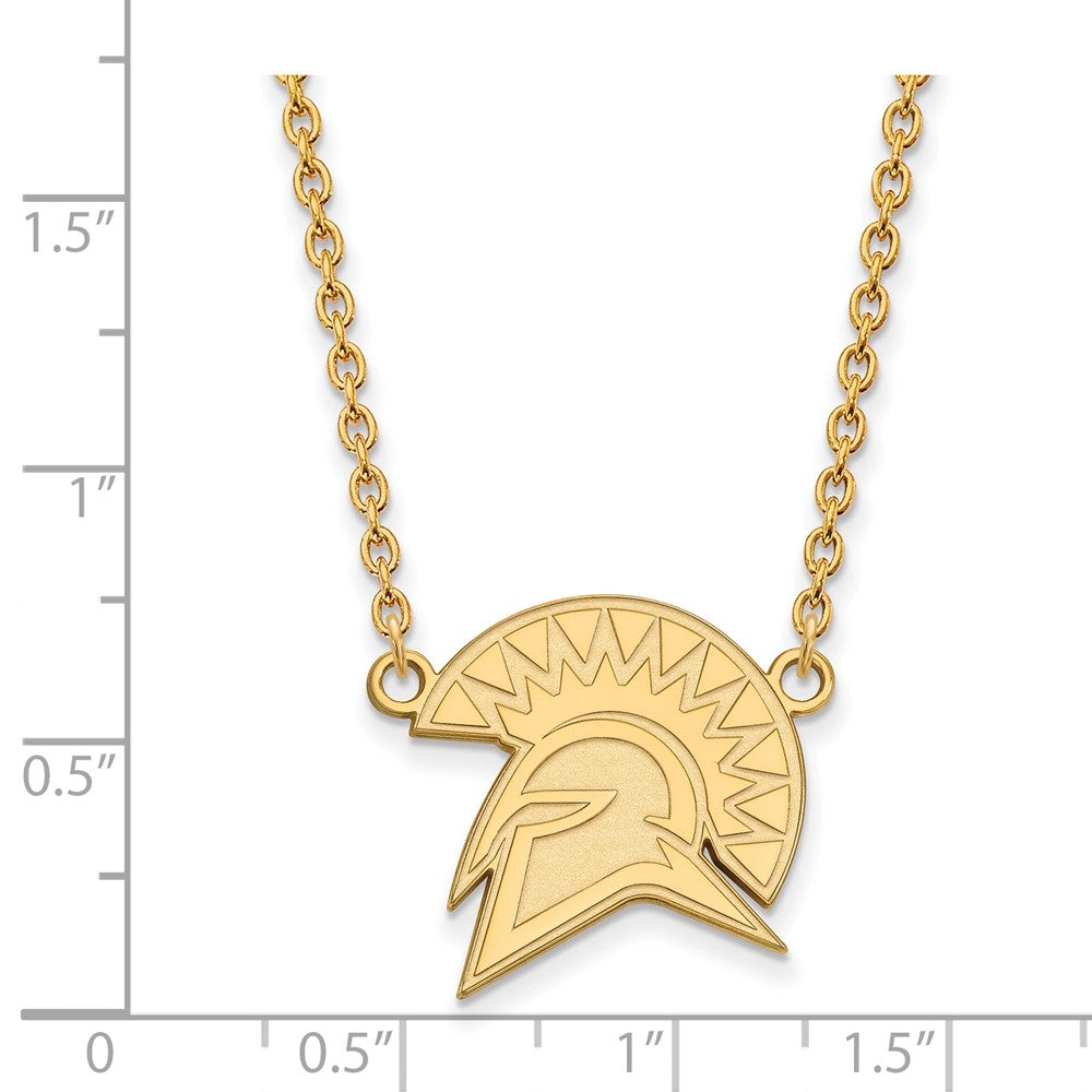 10K Gelbgold Logoart San Jose State University Spartan Groß Anhänger 18 Zoll Halskette