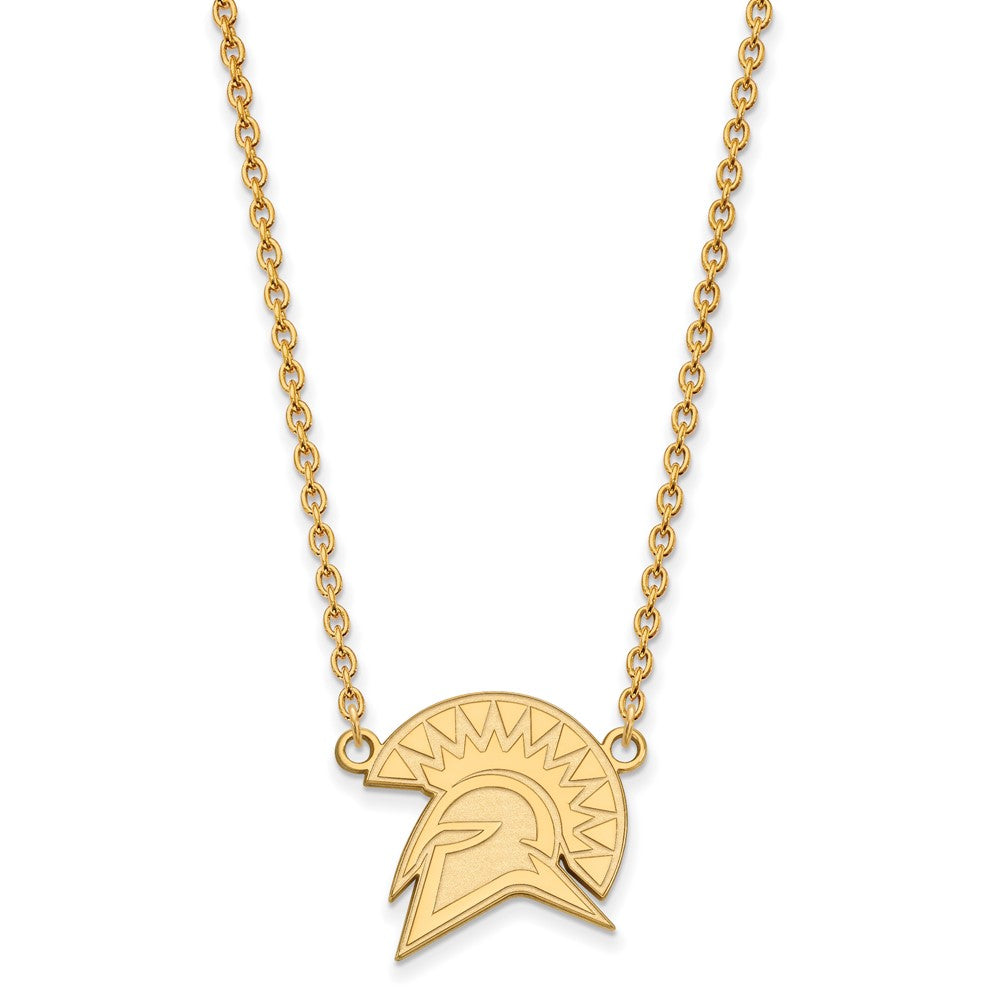 14K Gelbgold Logoart San Jose State University Spartan Groß Anhänger 18 Zoll Halskette
