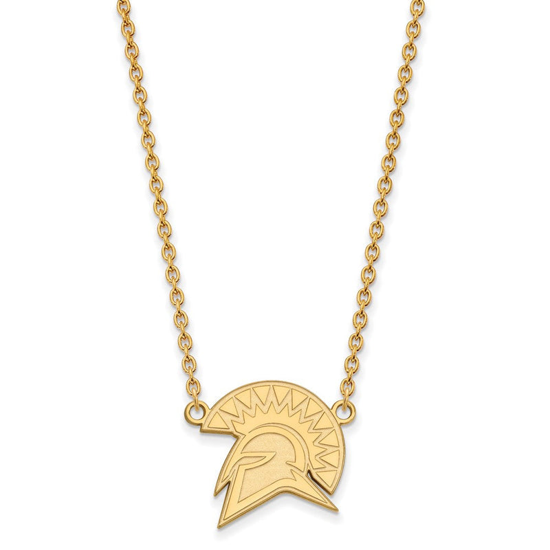 10K Gelbgold Logoart San Jose State University Spartan Groß Anhänger 18 Zoll Halskette