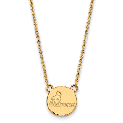 14K Gelbgold Logoart Samford University Klein Plättchen Anhänger 18 Zoll Halskette