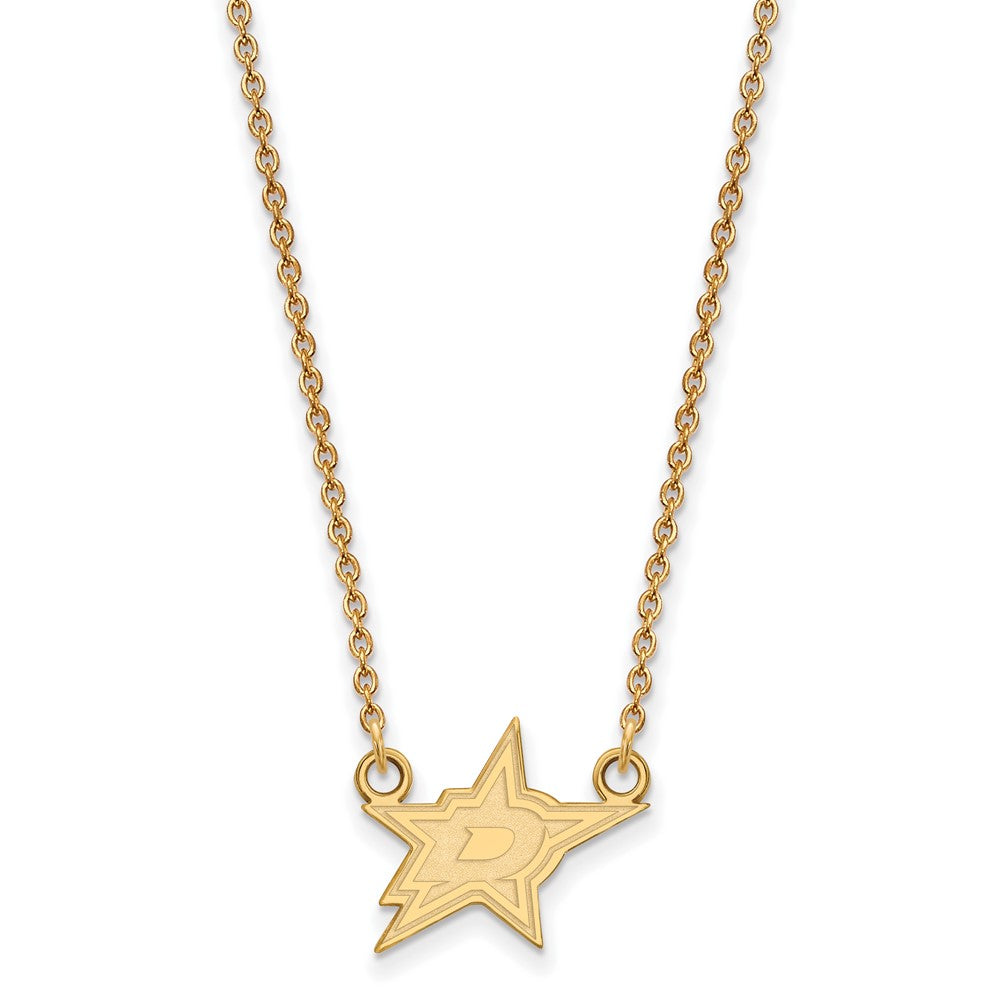 14K Gelbgold Nhl Logoart Dallas Sterne Klein Anhänger 18 Zoll Halskette
