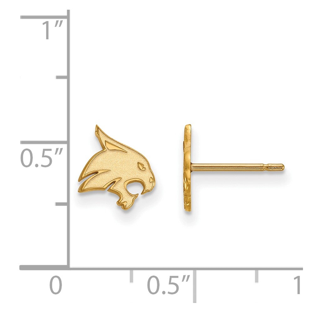 10K Gelbgold Logoart Texas State University Bobcat Extra Klein Ohrstecker