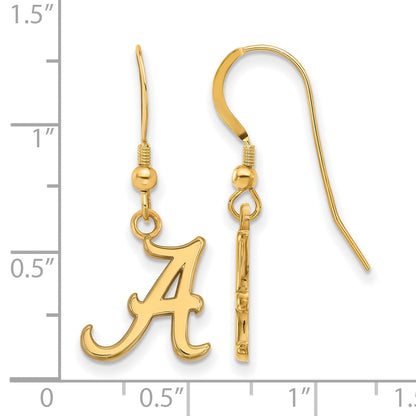 Vergoldet Sterlingsilber Logoart University Of Alabama Buchstabe A Klein Hängend Draht Ohrringe