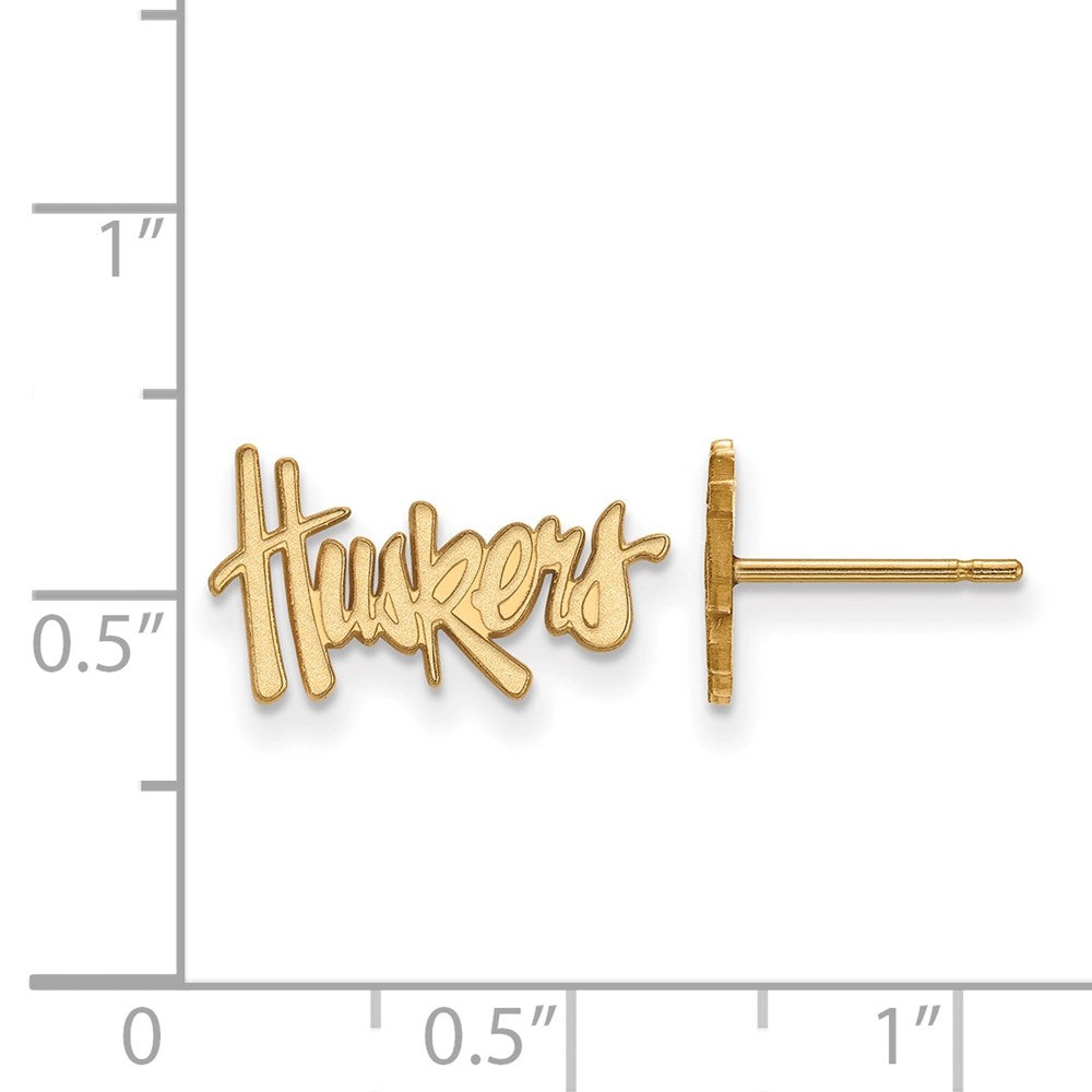10K Gelbgold Logoart University Of Nebraska Huskers Extra Klein Ohrstecker