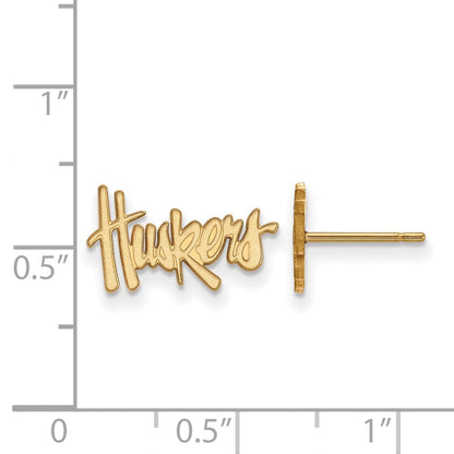 10K Gelbgold Logoart University Of Nebraska Huskers Extra Klein Ohrstecker