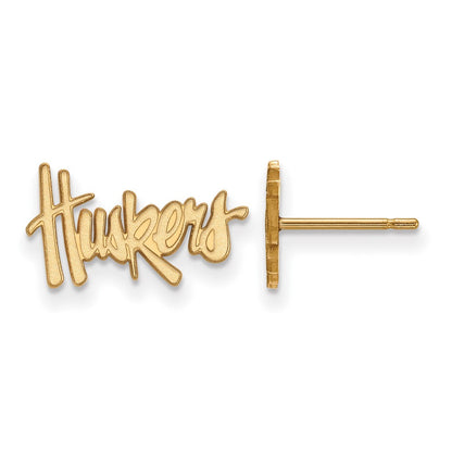 10K Gelbgold Logoart University Of Nebraska Huskers Extra Klein Ohrstecker