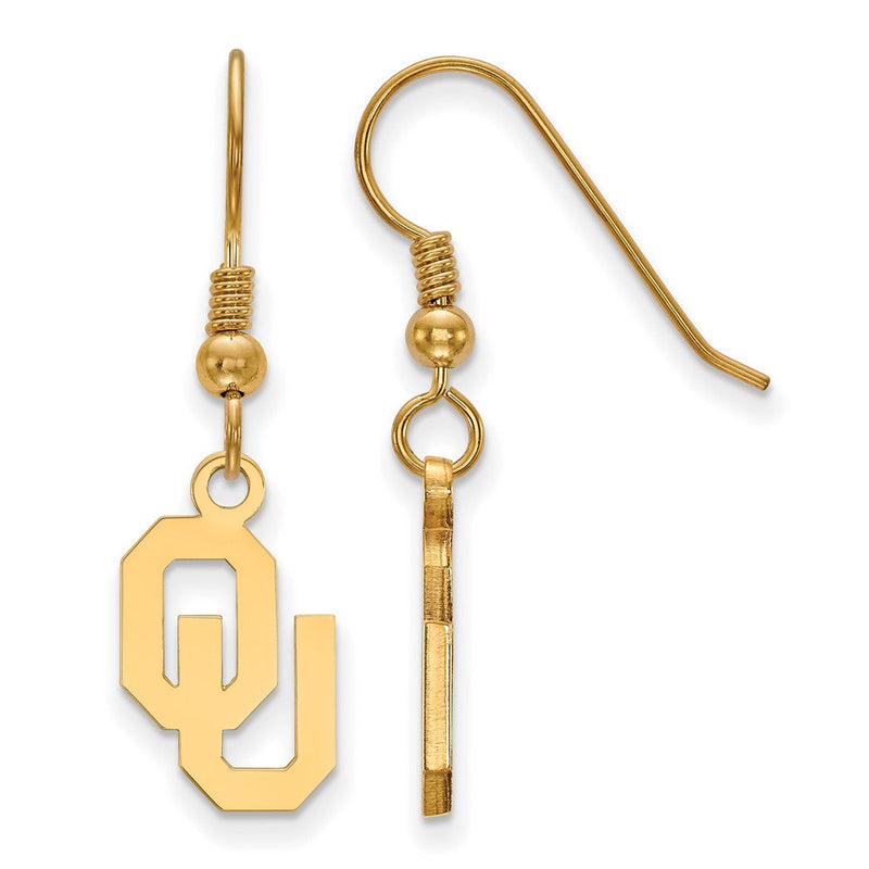 Vergoldet Sterlingsilber Logoart University Of Oklahoma O U Klein Hängend Draht Ohrringe