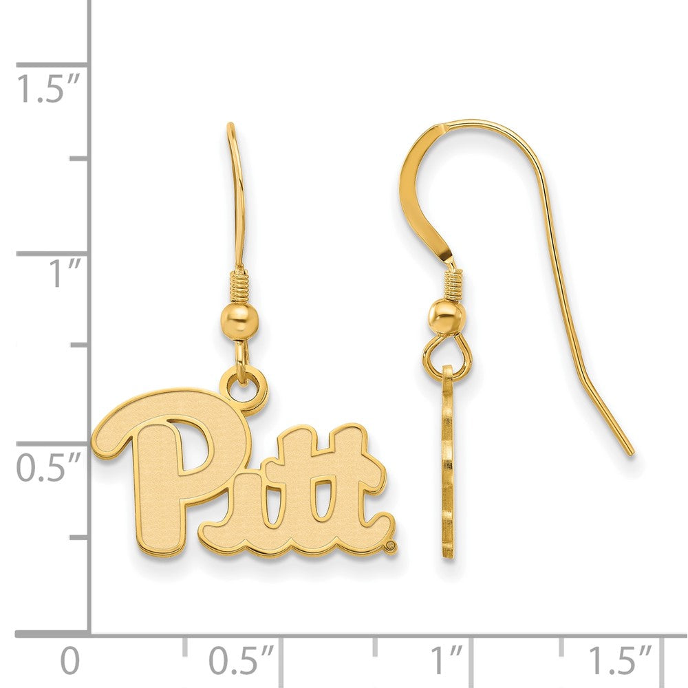 Vergoldet Sterlingsilber Logoart University Of Pittsburgh Klein Hängend Draht Ohrringe