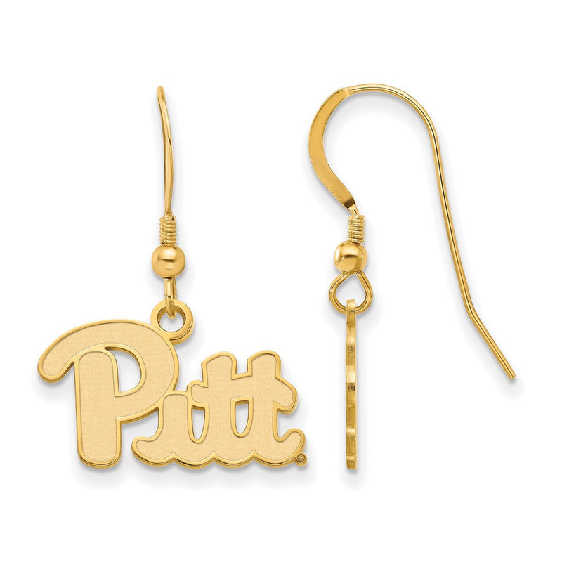 Vergoldet Sterlingsilber Logoart University Of Pittsburgh Klein Hängend Draht Ohrringe