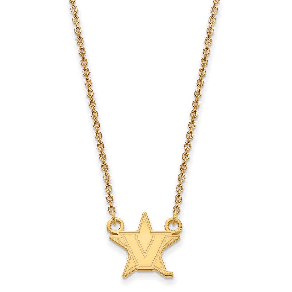 10K Gelbgold 10ky Logoart Vanderbilt University Klein Anhänger Halskette