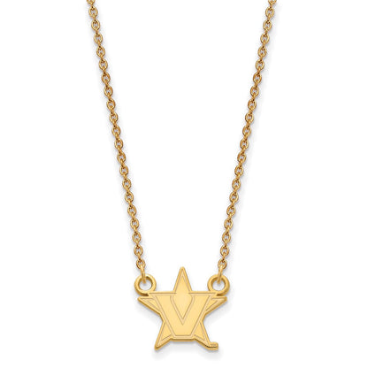 10K Gelbgold 10ky Logoart Vanderbilt University Klein Anhänger Halskette