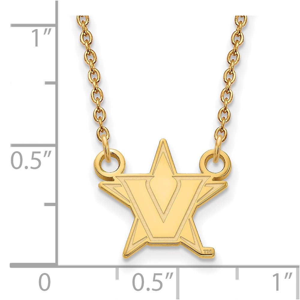 14K Gelbgold 14ky Logoart Vanderbilt University Klein Anhänger Halskette