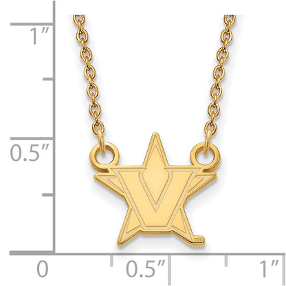 10K Gelbgold 10ky Logoart Vanderbilt University Klein Anhänger Halskette