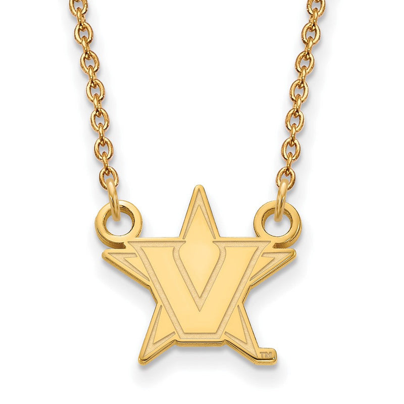 Vergoldet Sterlingsilber Gp Logoart Vanderbilt University Klein Anhänger Halskette