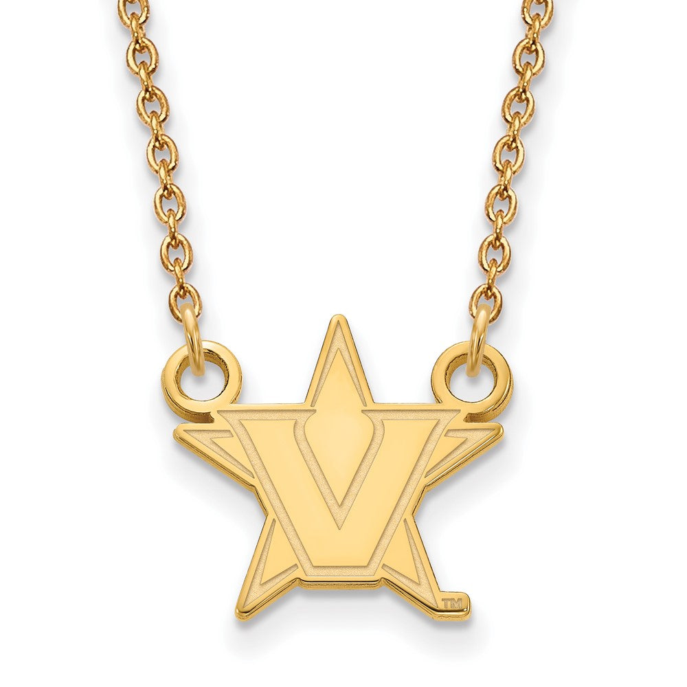 10K Gelbgold 10ky Logoart Vanderbilt University Klein Anhänger Halskette