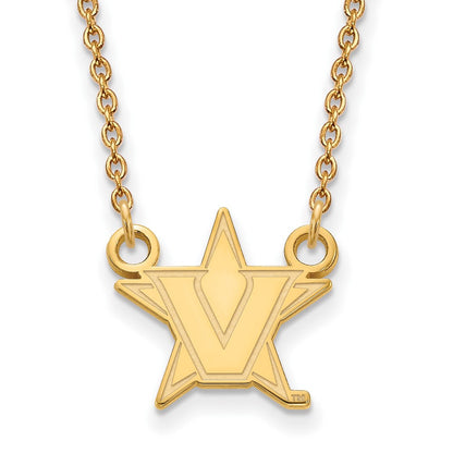 10K Gelbgold 10ky Logoart Vanderbilt University Klein Anhänger Halskette