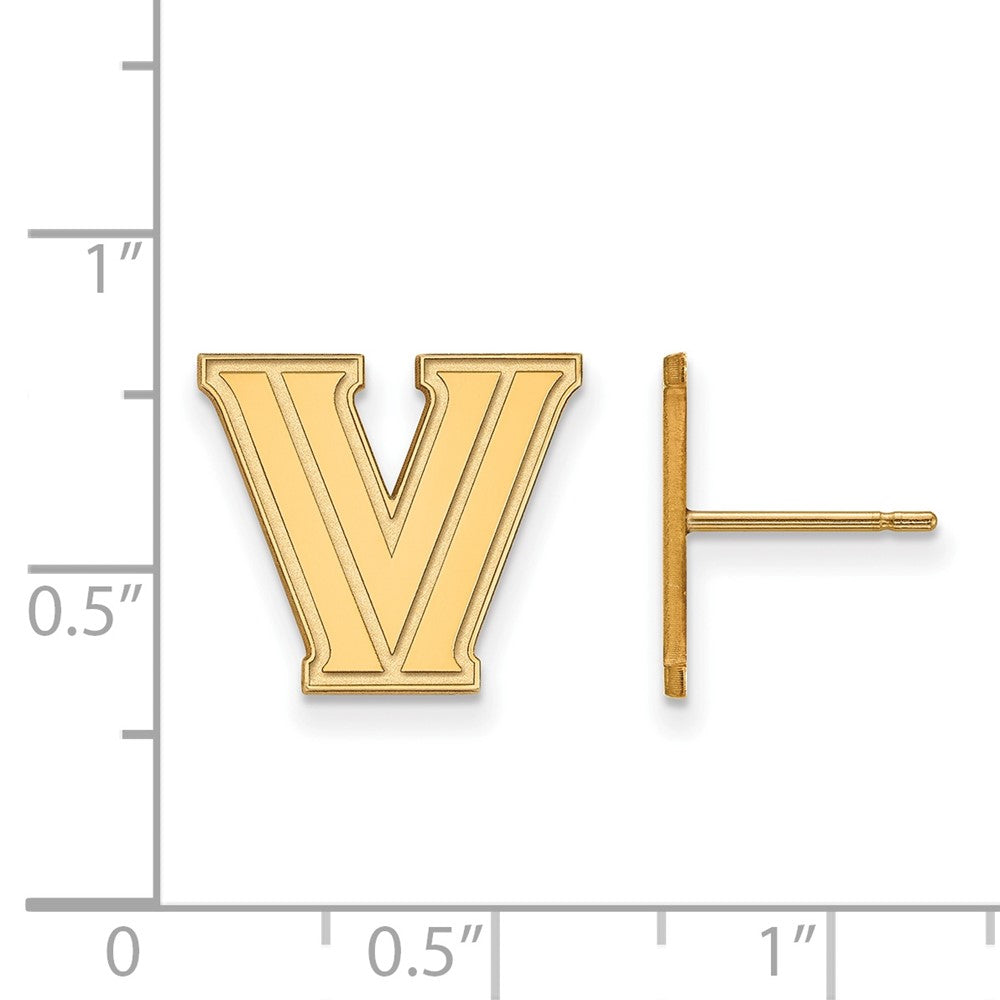14K Gelbgold Logoart Villanova University Buchstabe V Klein Ohrstecker