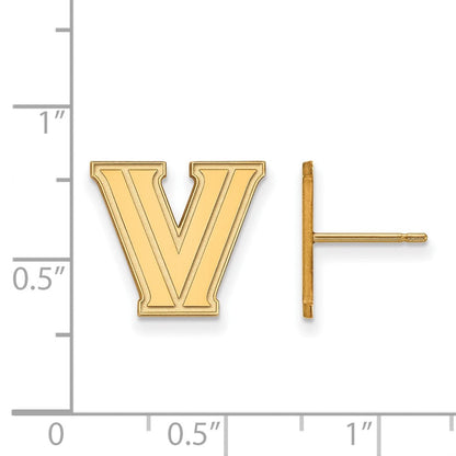 14K Gelbgold Logoart Villanova University Buchstabe V Klein Ohrstecker