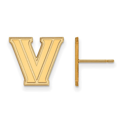 10K Gelbgold Logoart Villanova University Buchstabe V Klein Ohrstecker