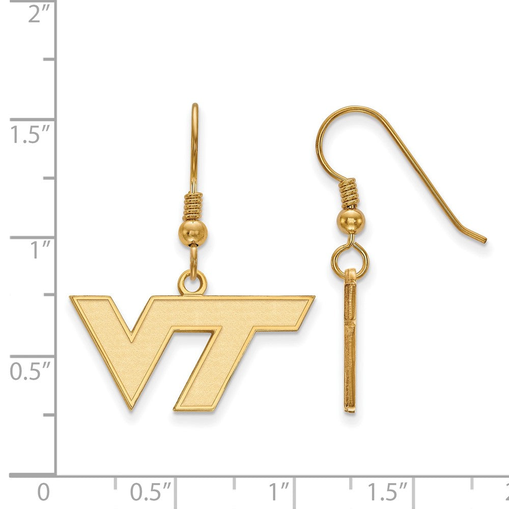 Vergoldet Sterlingsilber Logoart Virginia Tech V T Klein Hängend Draht Ohrringe