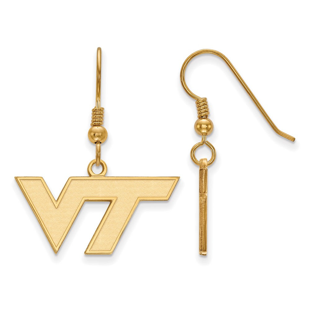Vergoldet Sterlingsilber Logoart Virginia Tech V T Klein Hängend Draht Ohrringe