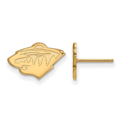 14K Gelbgold Nhl Logoart Minnesota Wild Extra Klein Ohrstecker