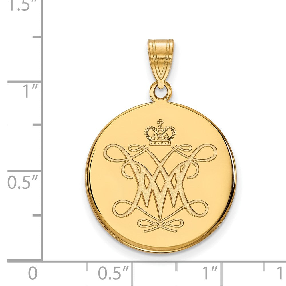 14K Gelbgold Logoart College Of William und Mary Groß Plättchen Anhänger