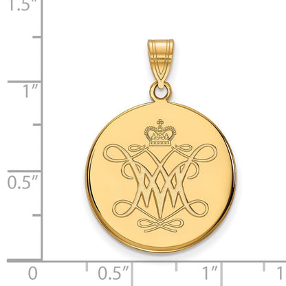 14K Gelbgold Logoart College Of William und Mary Groß Plättchen Anhänger