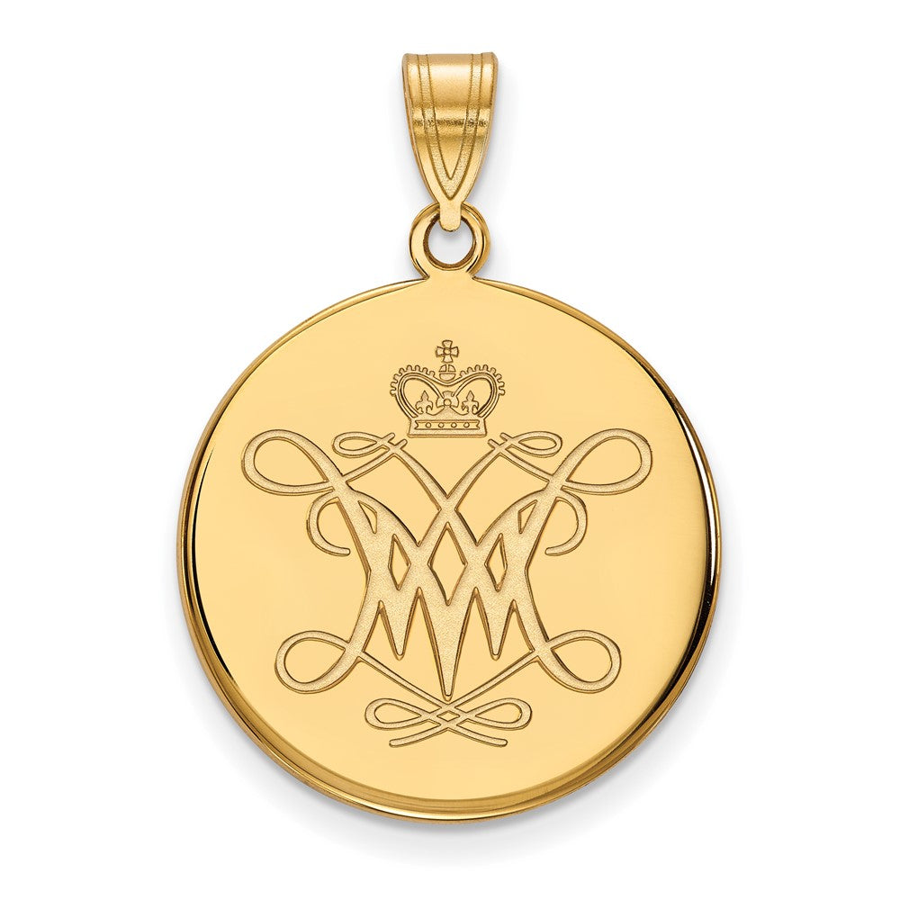 14K Gelbgold Logoart College Of William und Mary Groß Plättchen Anhänger