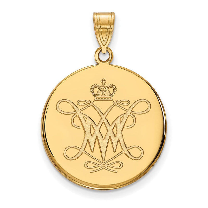 Vergoldet Sterlingsilber Logoart College Of William und Mary Groß Plättchen Anhänger