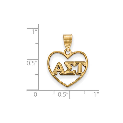 Vergoldet Sterlingsilber Logoart Alpha Sigma Tau Sorority Greek Buchstaben Herz Anhänger