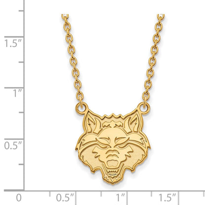 10K Gelbgold Logoart Arkansas State University Wolf Groß Anhänger 18 Zoll Halskette