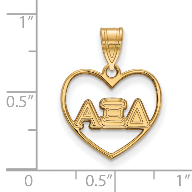 Vergoldet Sterlingsilber Logoart Alpha Xi Delta Sorority Greek Buchstaben Herz Anhänger