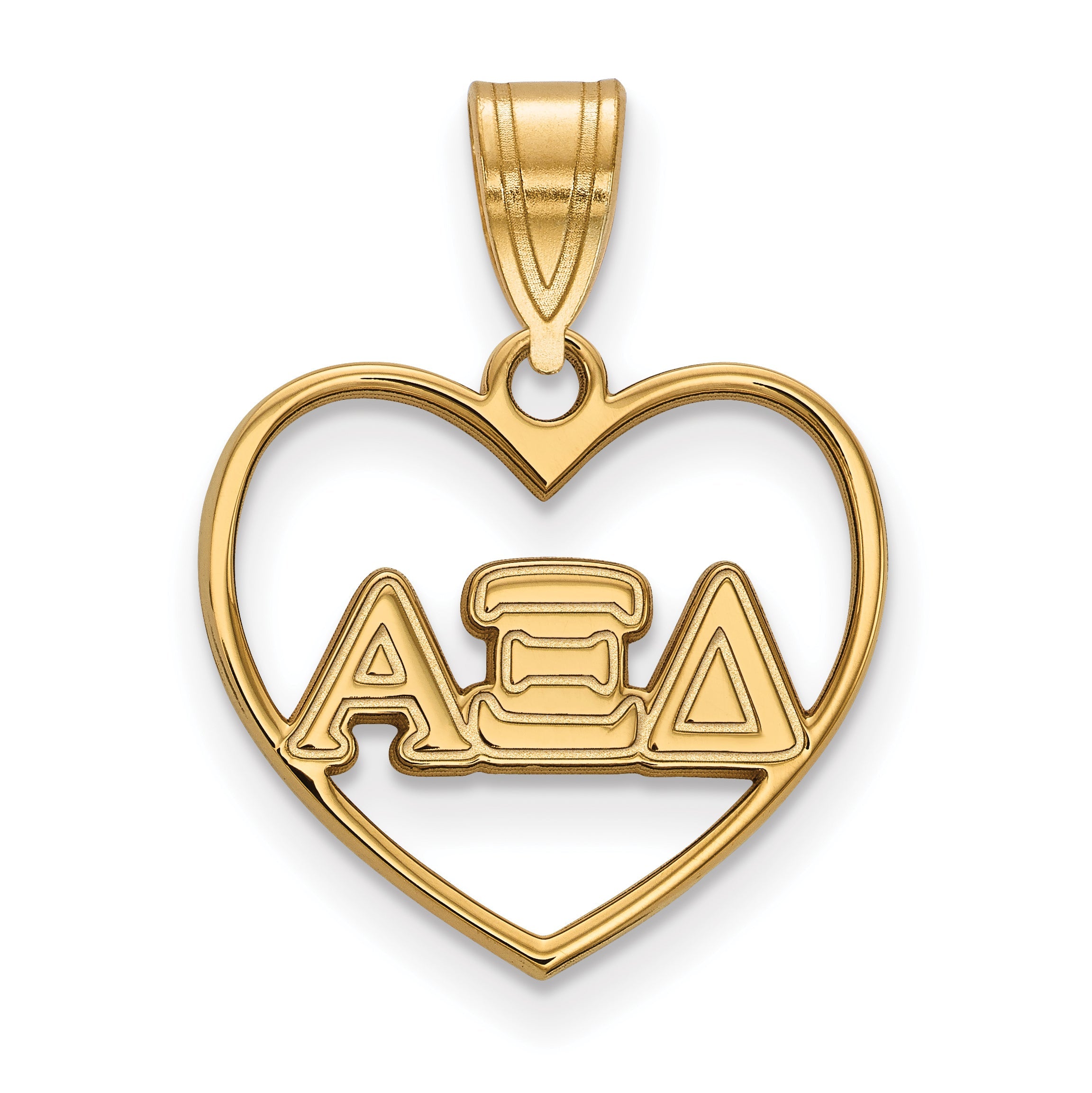 Vergoldet Sterlingsilber Logoart Alpha Xi Delta Sorority Greek Buchstaben Herz Anhänger
