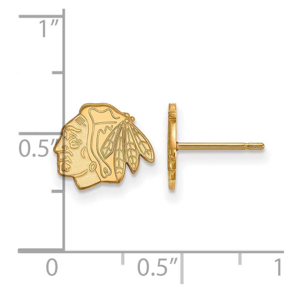 10K Gelbgold Nhl Logoart Chicago Blackhawks Extra Klein Ohrstecker