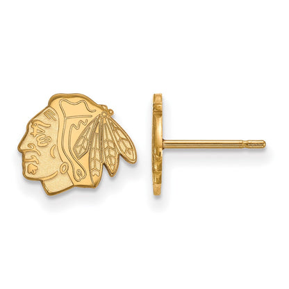 10K Gelbgold Nhl Logoart Chicago Blackhawks Extra Klein Ohrstecker