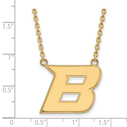 Vergoldet Sterlingsilber Logoart Boise State University Buchstabe B Groß Anhänger 18 Zoll Halskette