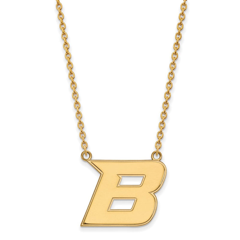 14K Gelbgold Logoart Boise State University Buchstabe B Groß Anhänger 18 Zoll Halskette