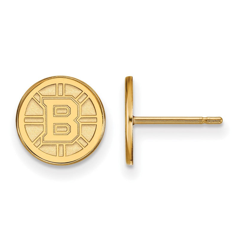 Vergoldet Sterlingsilber Nhl Logoart Boston Bruins Extra Klein Ohrstecker