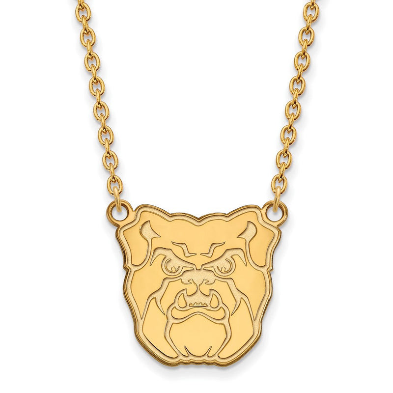 Vergoldet Sterlingsilber Logoart Butler University Bulldog Groß Anhänger 18 Zoll Halskette